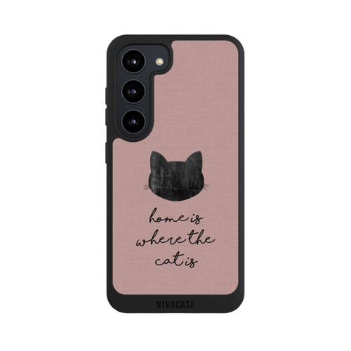 Samsung Galaxy S23 NIVOpure Home Is Where The Cat Is - Schwarz auf Rosa