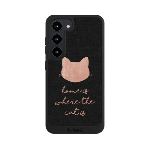 Samsung Galaxy S23 NIVOpure Home Is Where The Cat Is - Rosa auf Schwarz 