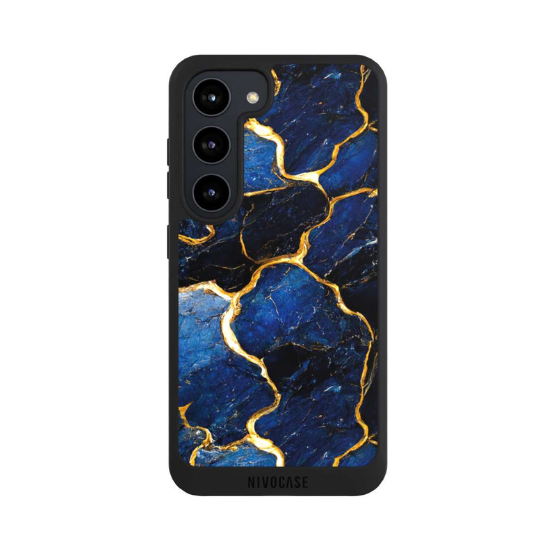 Galaxy S23 NIVOpure Couches d'impression en marbre bleu et or