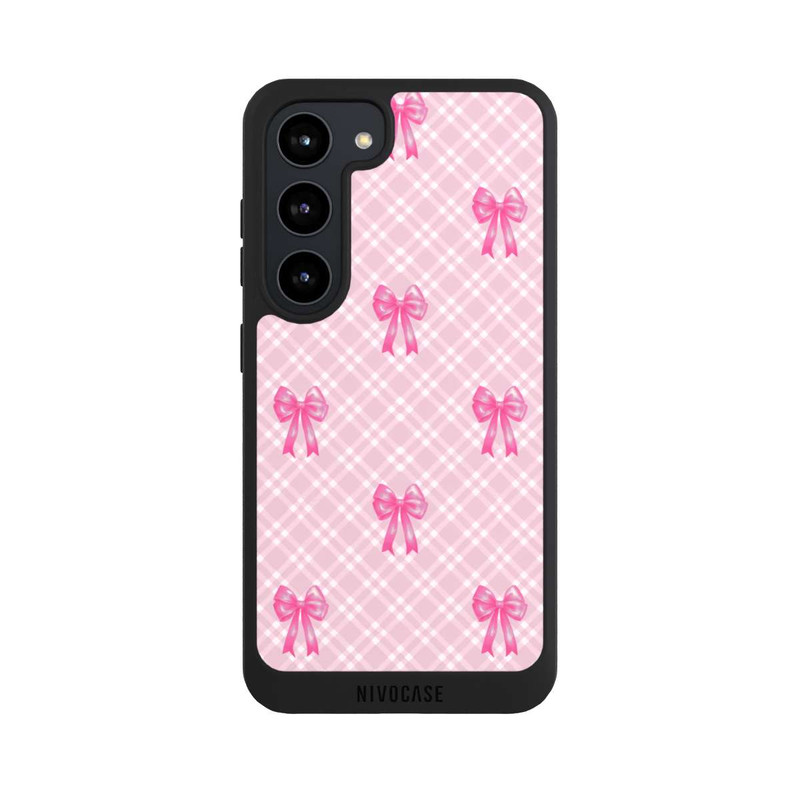 Galaxy S23 NIVOpure Pink Bows and Plaid Pattern
