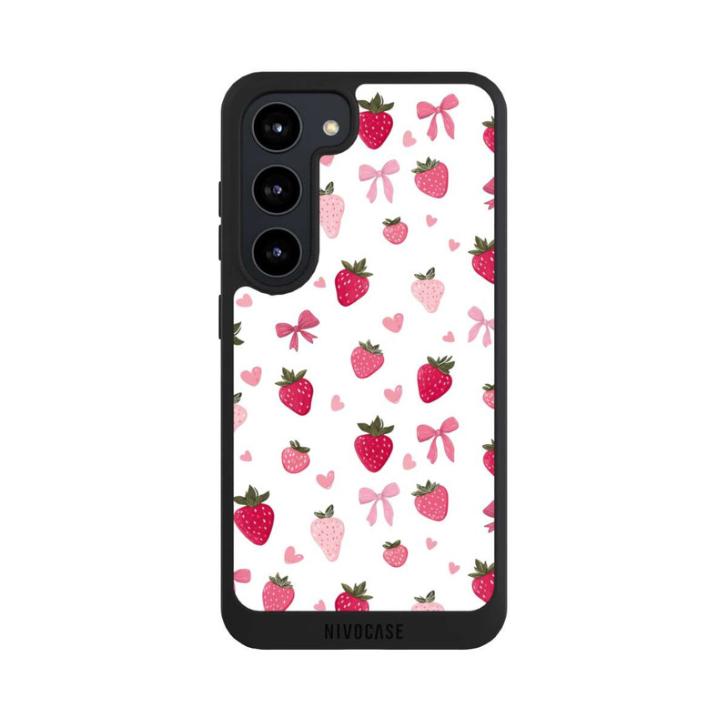 Galaxy S23 NIVOpure Strawberry Ribbon Pattern Pink