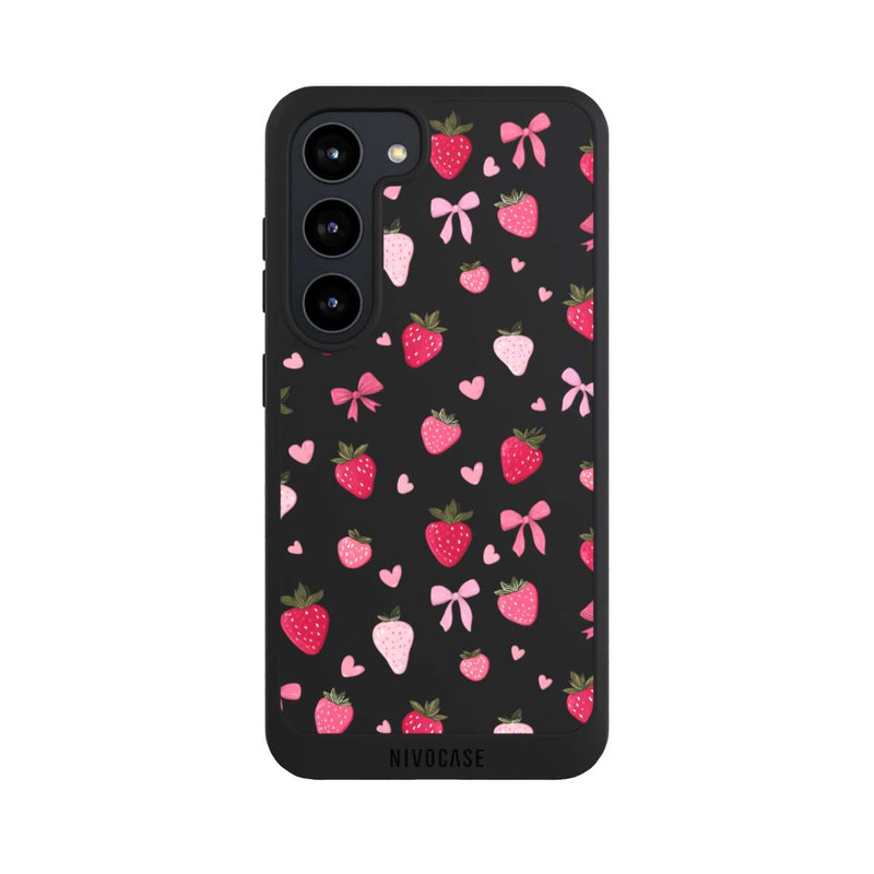 Galaxy S23 NIVOpure Erdbeer Herz Schleifen Pink Muster Transparent