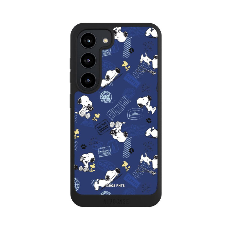Galaxy S23 NIVOpure Peanuts Travel Stamps Pattern Blue