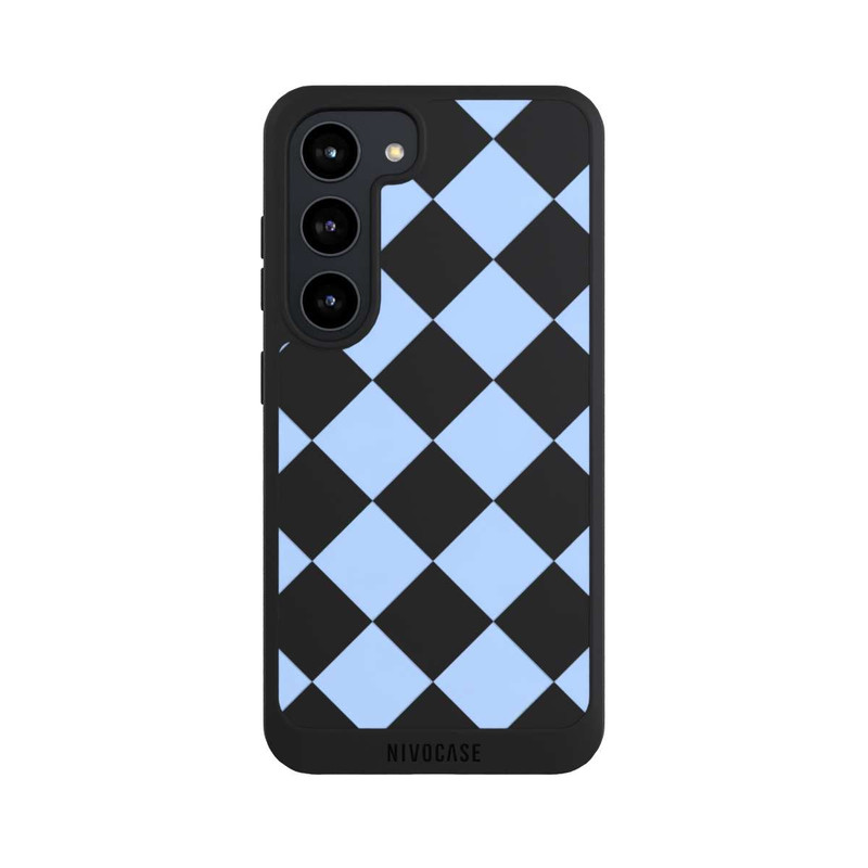 Galaxy S23 NIVOpure Checked Pattern Light Blue without Background