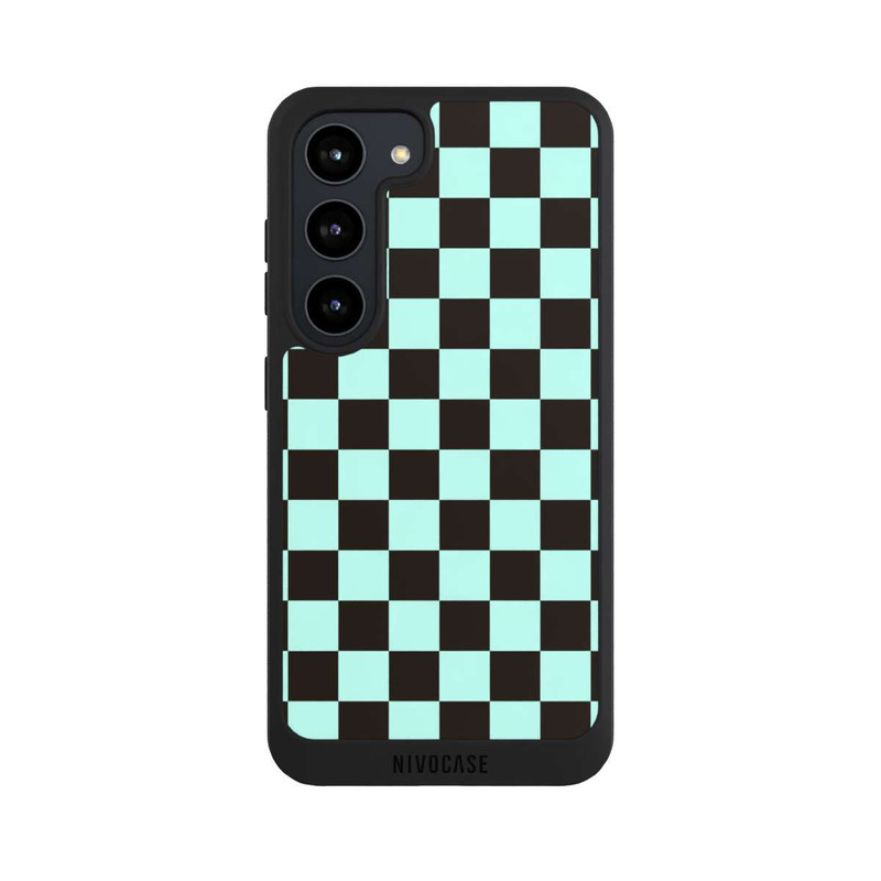 Galaxy S23 NIVOpure Checked Pattern Blue Brown