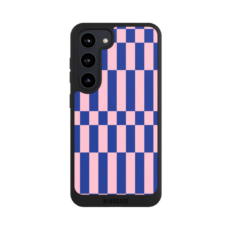 Galaxy S23 NIVOpure Checked Abstract Bold Electric Blue and Pink Color Block