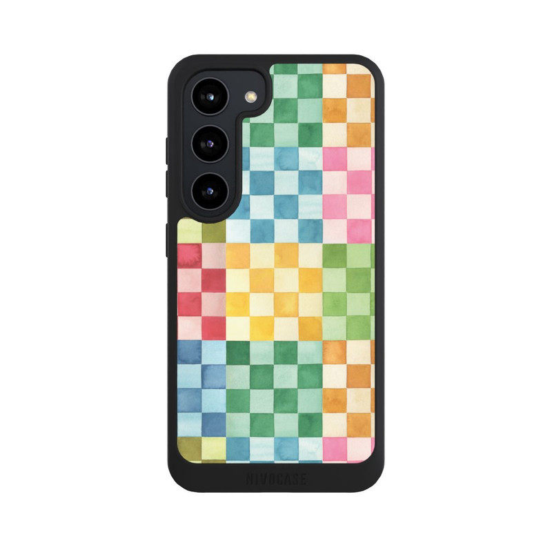 Galaxy S23 NIVOpure Checkerboard Watercolor Chess Geometric Red