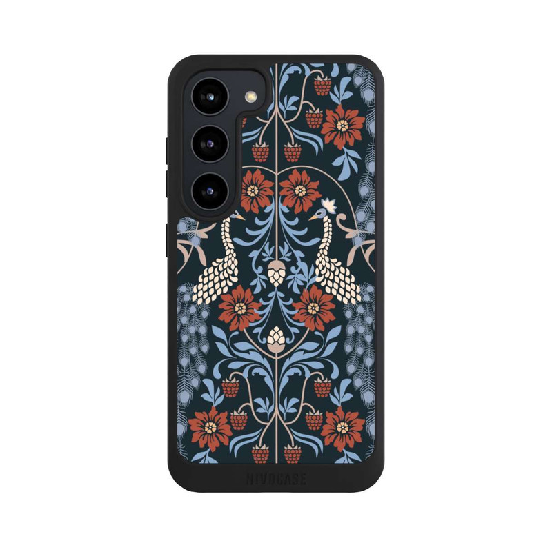Galaxy S23 NIVOpure Vintage Peacock Garden Arts and Crafts Floral Dark