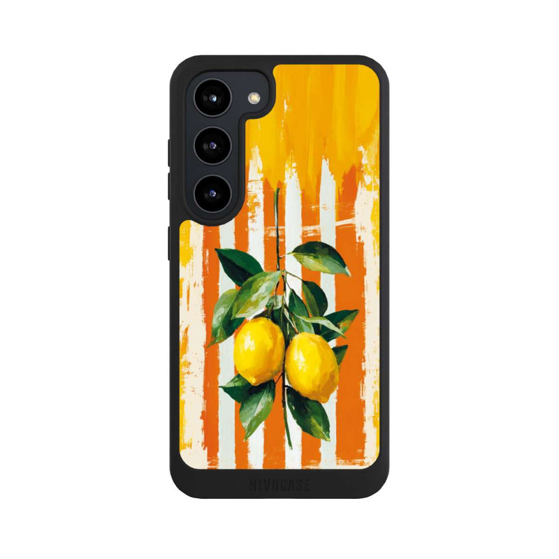 Galaxy S23 NIVOpure Zitronen auf gestreiftem Hintergrund Sommer mit KI
