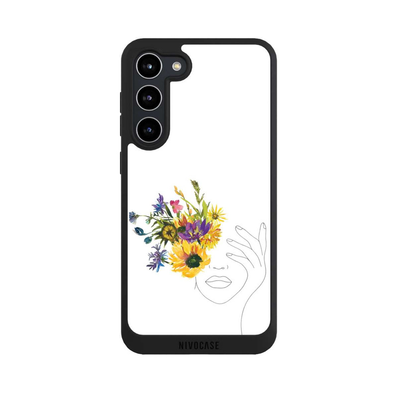 Galaxy S23 + NIVOpure Line Art Frau Sonnenblumen