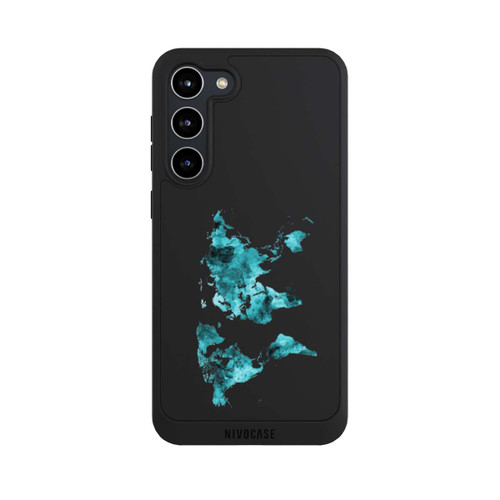 Samsung Galaxy S23+ NIVOpure World Map Teal Transparent