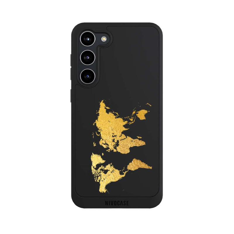 Galaxy S23 + NIVOpure Weltkarte Gold Transparent