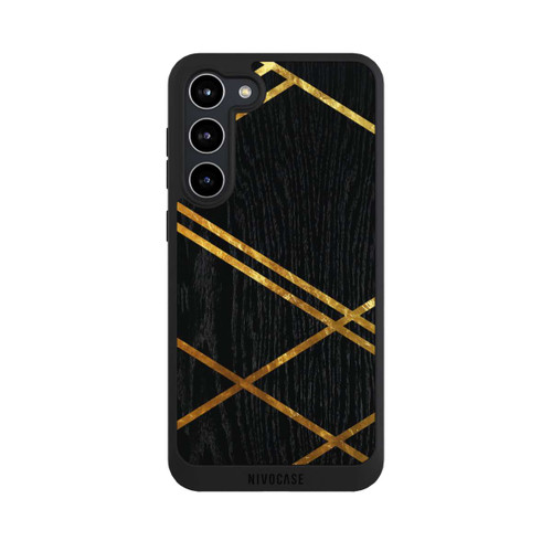 Samsung Galaxy S23+ NIVOpure Schwarzes geometrisches Muster Goldene Streifen