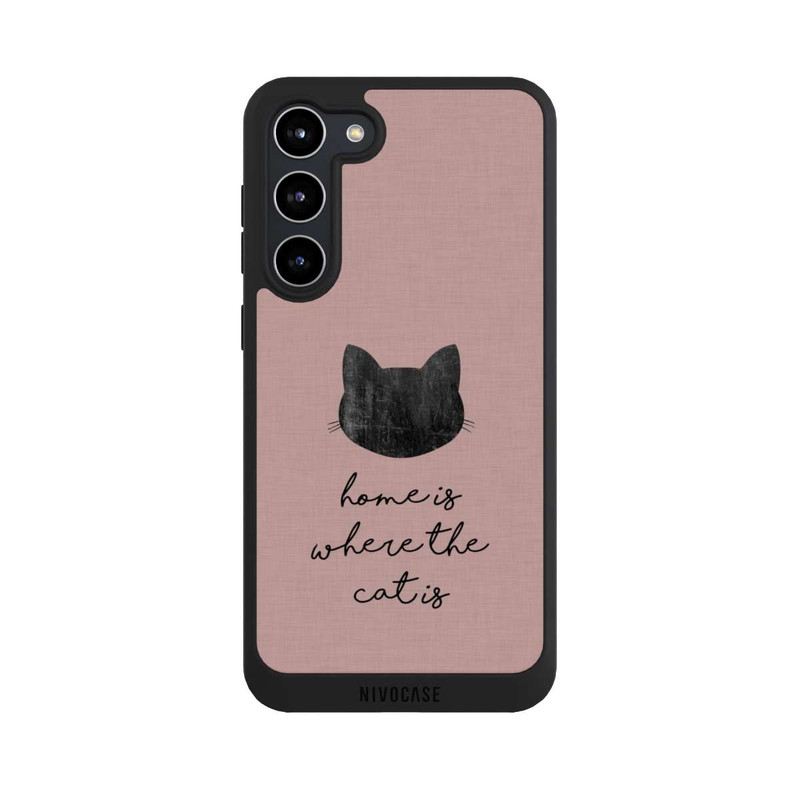 Galaxy S23 + NIVOpure Home Is Where The Cat Is - Schwarz auf Rosa