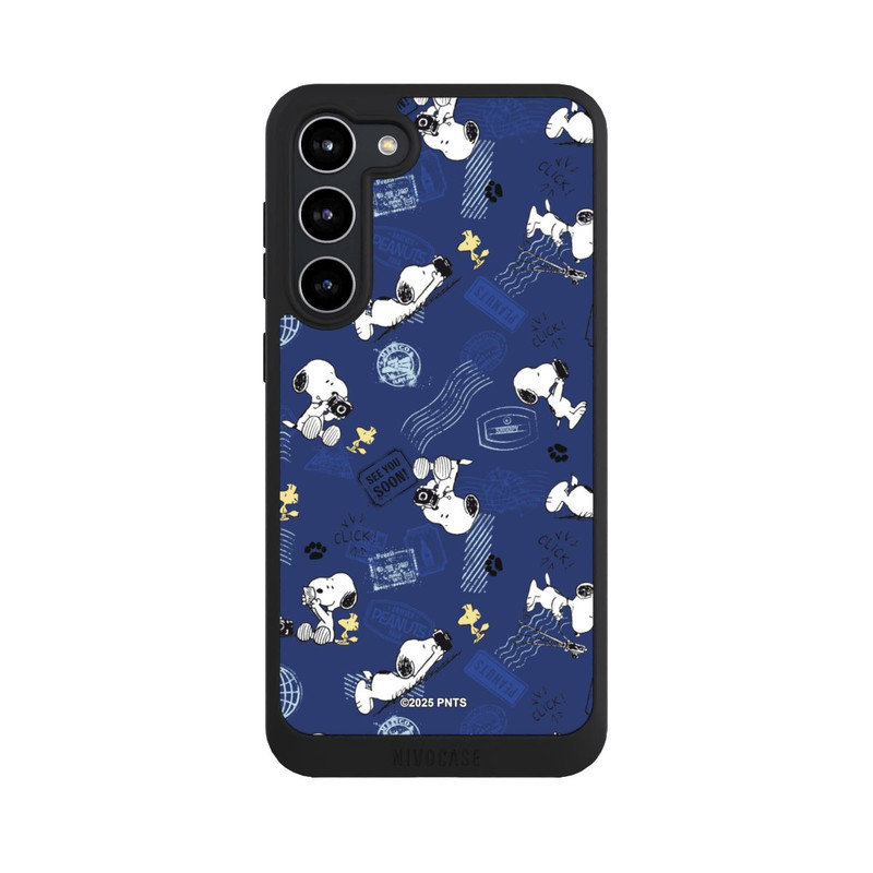 Galaxy S23 + NIVOpure Peanuts Travel Stamps Pattern Blue