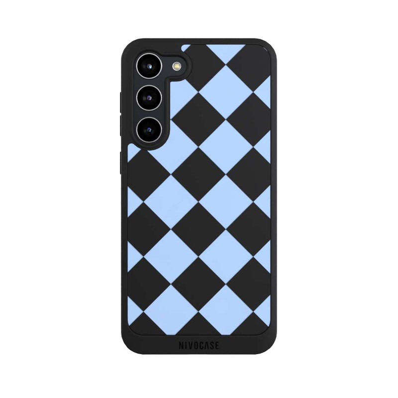 Galaxy S23 + NIVOpure Checked Pattern Light Blue without Background