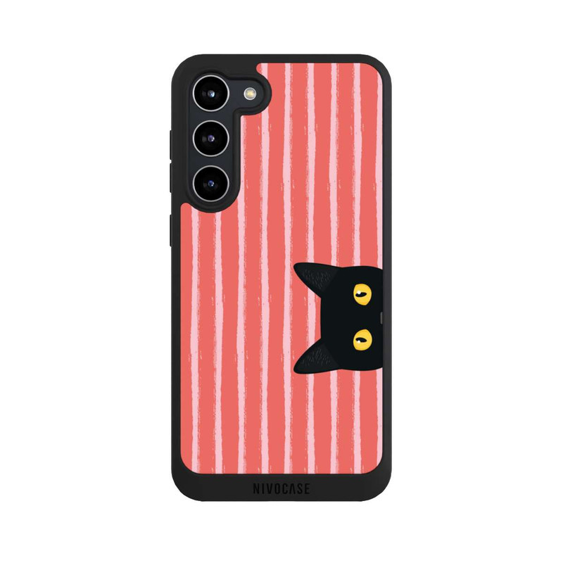 Galaxy S23 + NIVOpure Black Cat on Orange Stripes