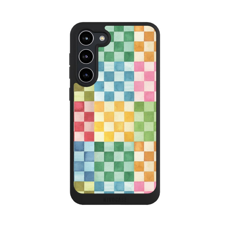 Galaxy S23 + NIVOpure Checkerboard Watercolor Chess Geometric Red