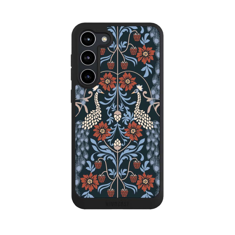 Galaxy S23 + NIVOpure Vintage Peacock Garden Arts and Crafts Floral Dark