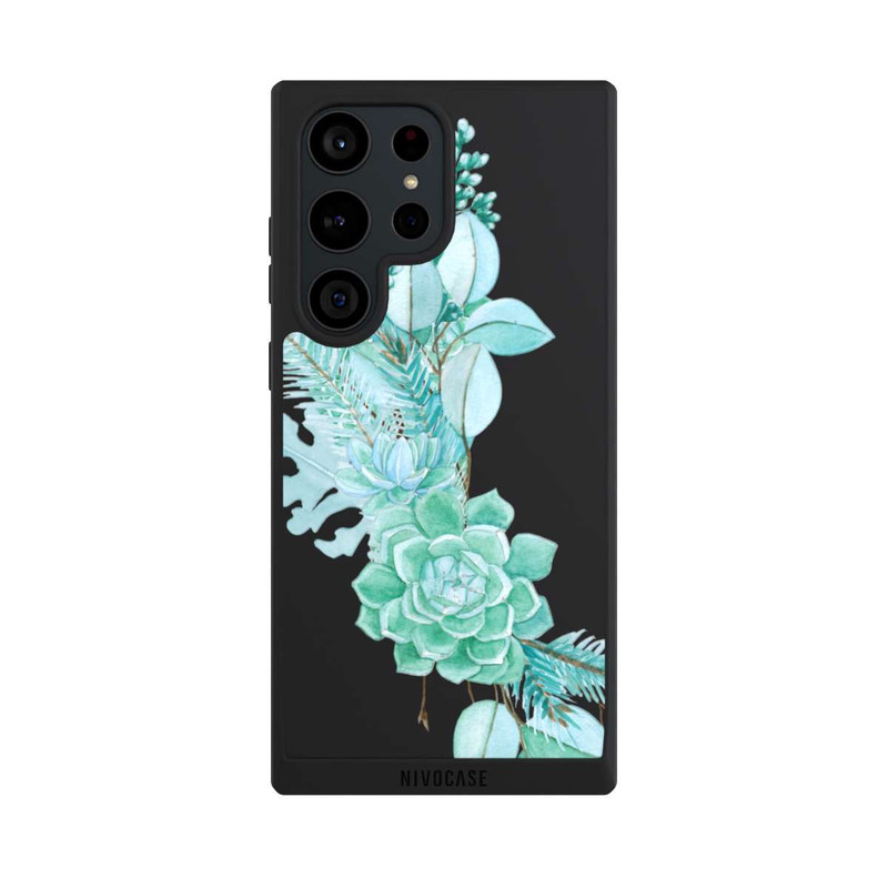 Galaxy S23 Ultra NIVOpure Sukkulenten Blumen Mintgrün Transparent