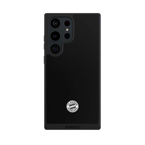 Samsung Galaxy S23 Ultra NIVOpure Klassisches FCB Logo Klein - Weiß auf Schwarz