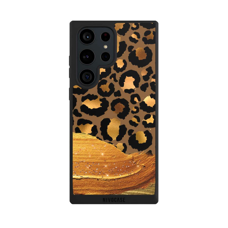 Galaxy S23 Ultra NIVOpure Look pailleté léopard doré foncé