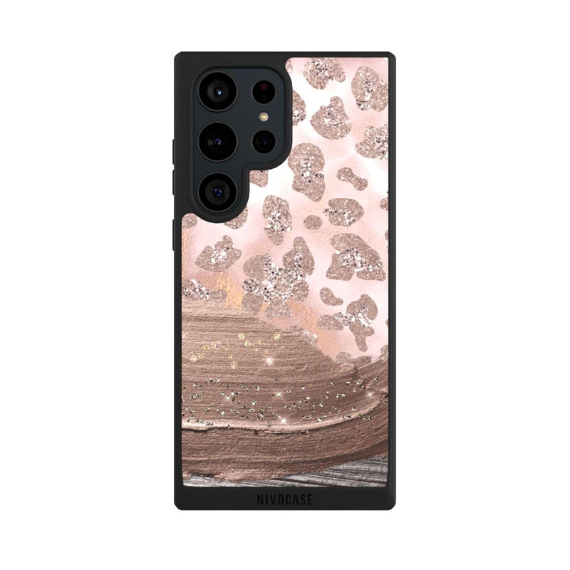Galaxy S23 Ultra NIVOpure Silberner Leoparden Glitzerlook