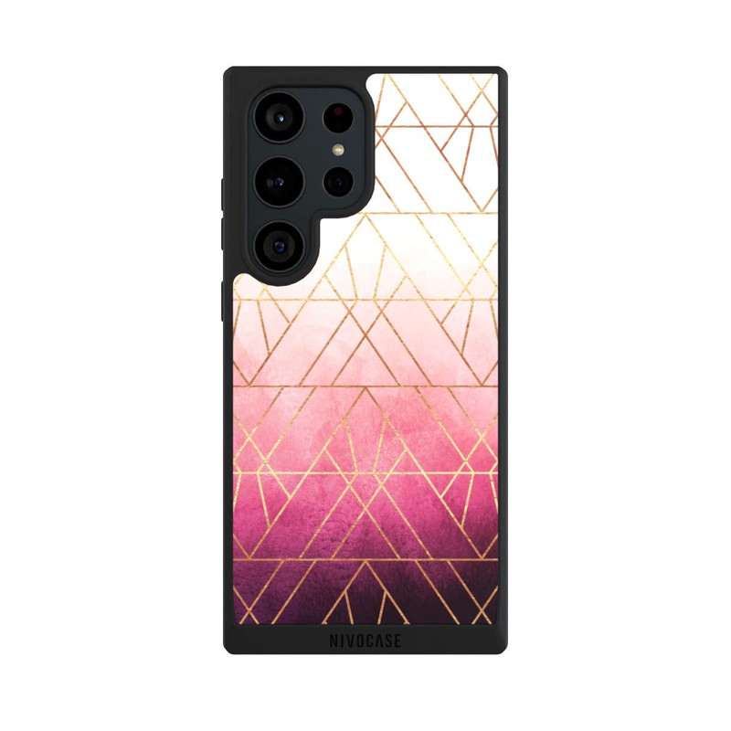 Galaxy S23 Ultra NIVOpure Triangles ombrés roses imprimé doré
