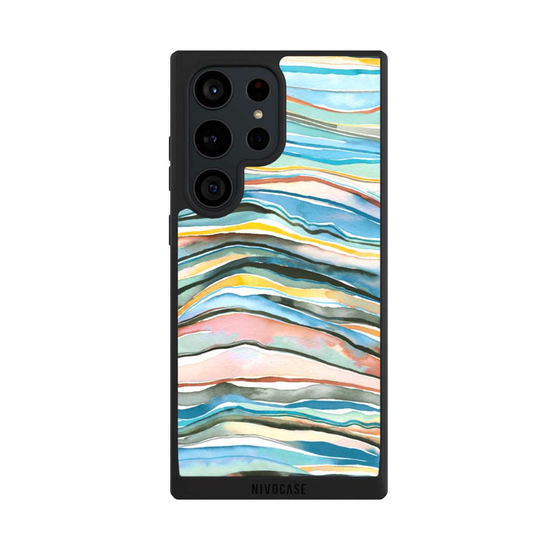 Galaxy S23 Ultra NIVOpure Watercolor Agate Layers Blue