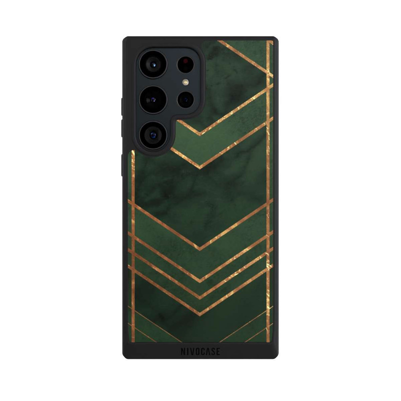 Galaxy S23 Ultra NIVOpure Motif vert foncé rayures dorées
