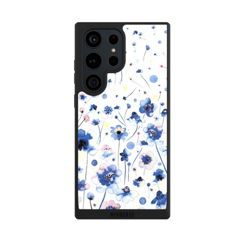 Samsung Galaxy S23 Ultra NIVOpure Aquarelltinte blaue Blumen