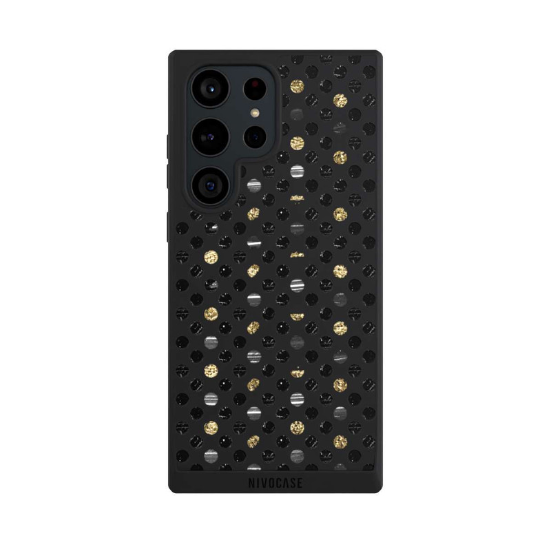 Galaxy S23 Ultra NIVOpure Gold Black Polka Dots