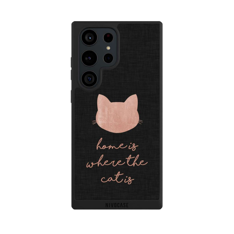 Galaxy S23 Ultra NIVOpure Home Is Where The Cat Is - Pink on Black 