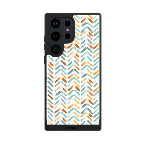 Samsung Galaxy S23 Ultra NIVOpure Elegantes Herbstchevron Blau Orange