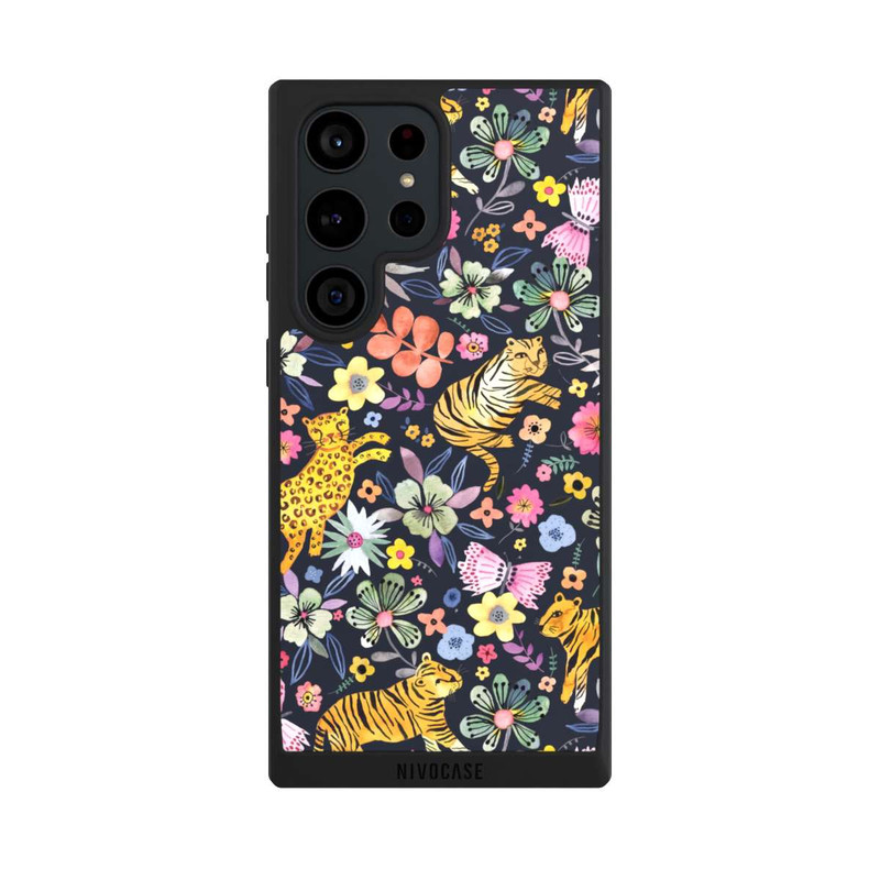 Galaxy S23 Ultra NIVOpure Frühlingsblumen mit Tiger schwarz