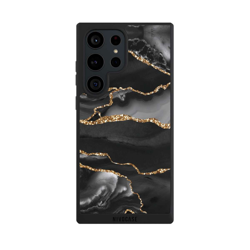 Galaxy S23 Ultra NIVOpure Dunkle Marmorstreifen im Goldlook