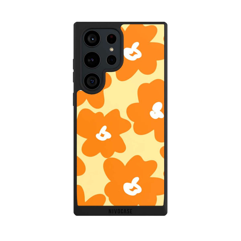 Galaxy S23 Ultra NIVOpure Retro Blumenmuster Päivi Gelb Orange