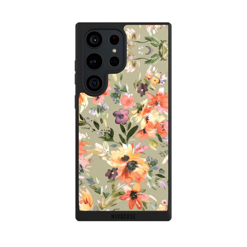 Galaxy S23 Ultra NIVOpure Malerische tropische Blumen Salbeigrün