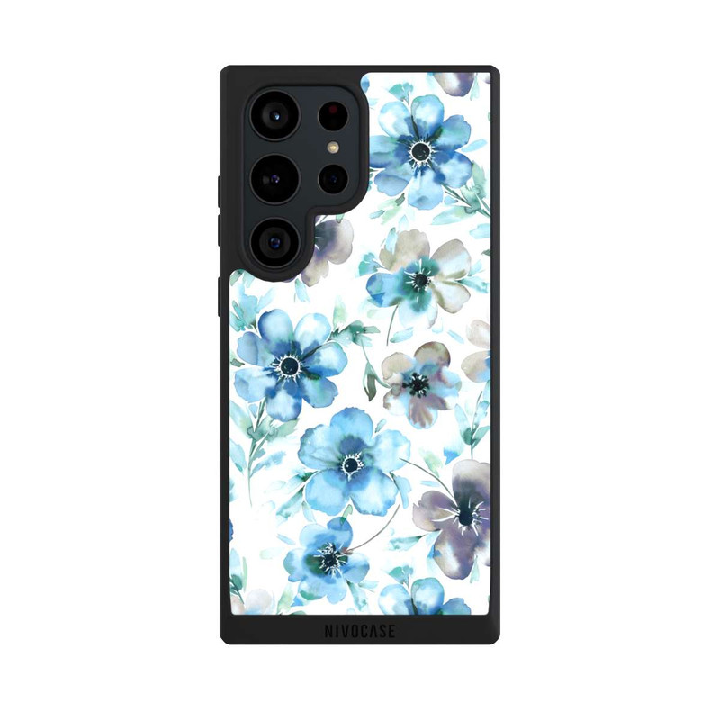 Galaxy S23 Ultra NIVOpure Motif de fleurs bleues Tendance