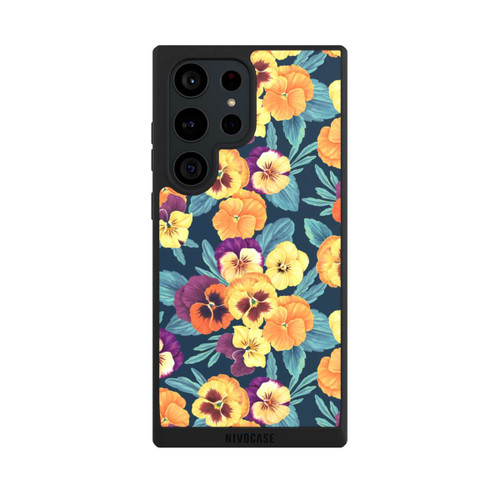 Samsung Galaxy S23 Ultra NIVOpure Pansies on Navy