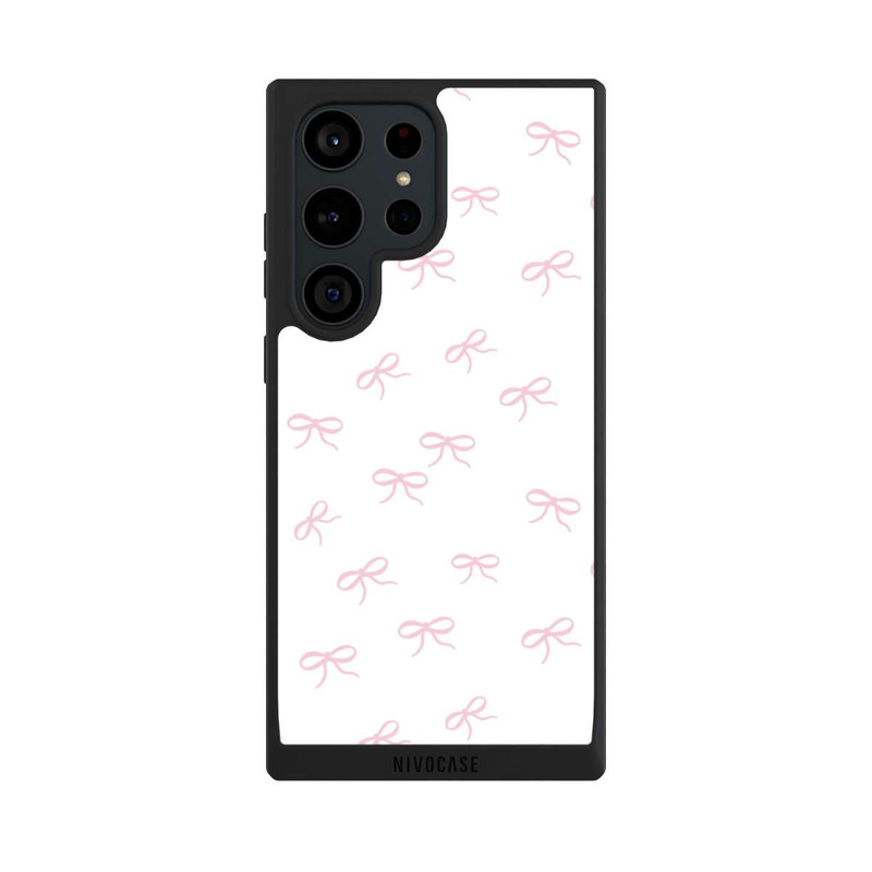 Galaxy S23 Ultra NIVOpure Bows Pink White Pattern Ribbons