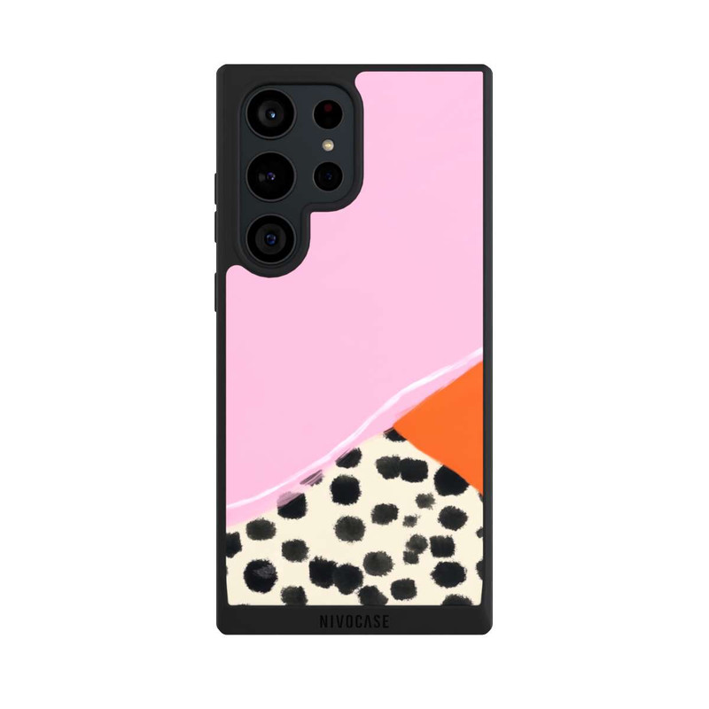 Galaxy S23 Ultra NIVOpure Pink and Orange Modern Art with Dots