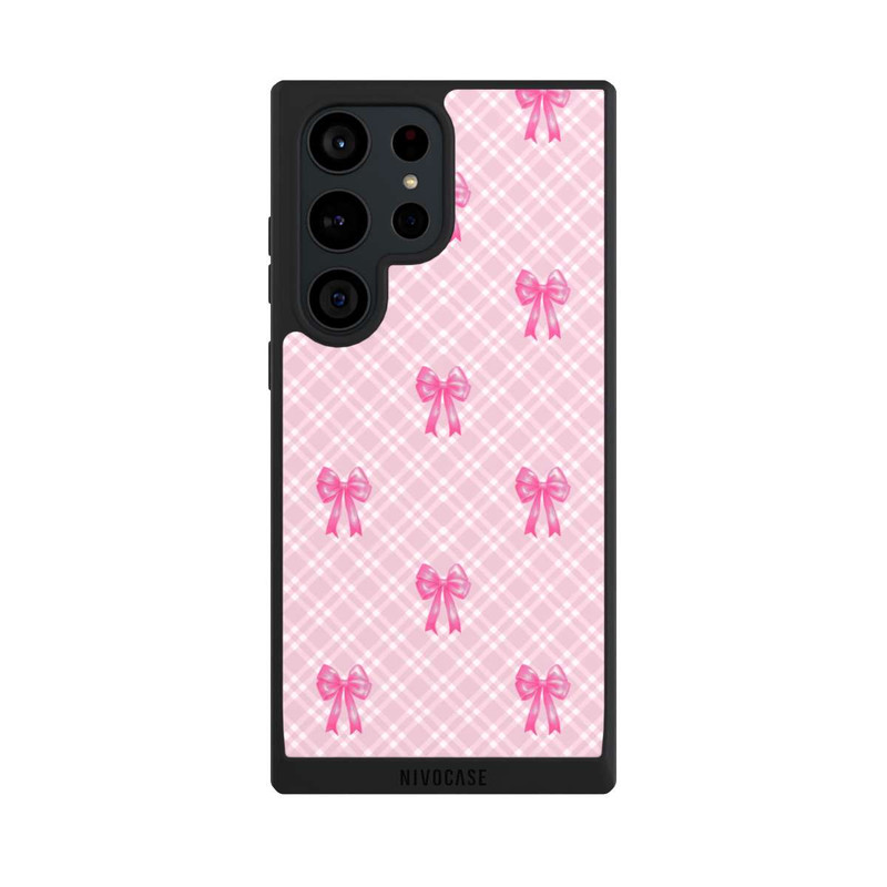 Galaxy S23 Ultra NIVOpure Pink Bows and Plaid Pattern