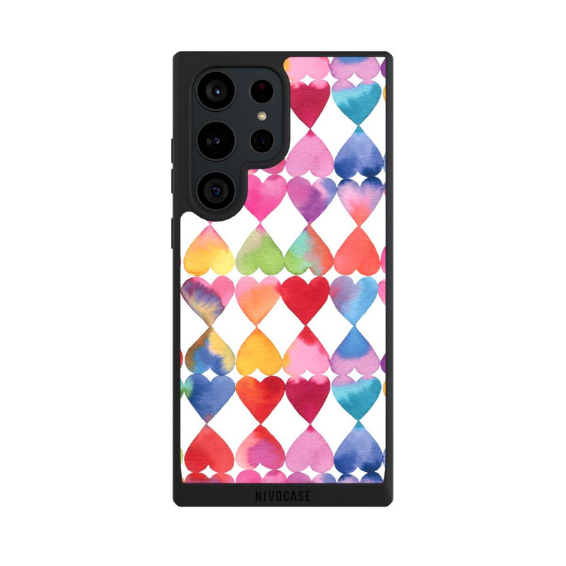 Galaxy S23 Ultra NIVOpure Colorful Watercolor Hearts Pattern
