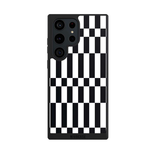 Samsung Galaxy S23 Ultra NIVOpure Checked Abstract Bold Black and White Color Block