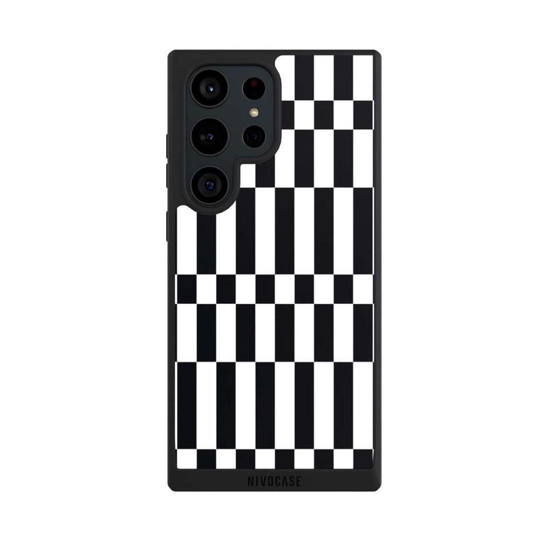 Galaxy S23 Ultra NIVOpure Checked Abstract Bold Black and White Color Block