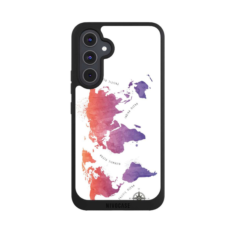 Galaxy A54 5G NIVOpure Carte du monde aquarelle blanche