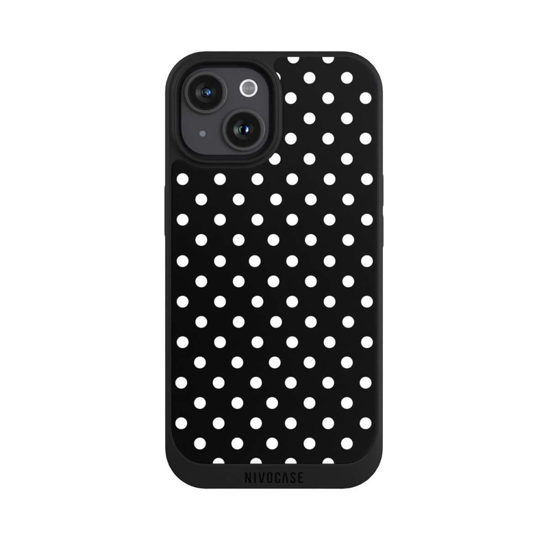 iPhone 15 NIVOpure Polka Dots Schwarz und Weiß