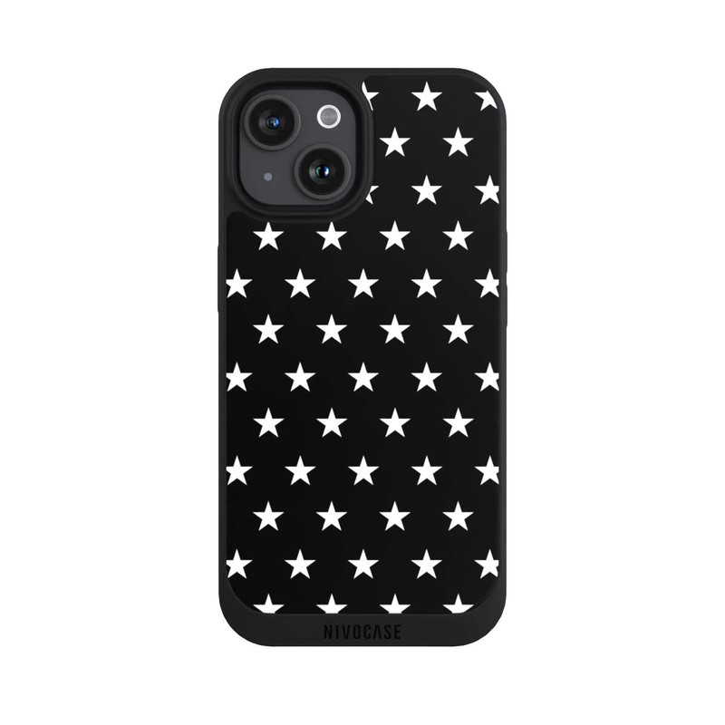 iPhone 15 NIVOpure Polka Stars - black and white