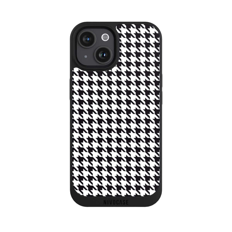 iPhone 15 NIVOpure Hahnentritt Schwarz Weiß